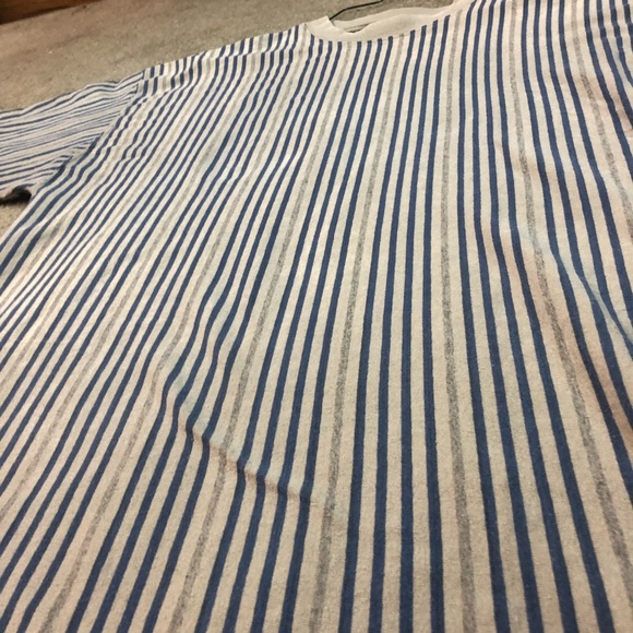 Vtg Tan with Blue Stripes Tee - Picture 8 of 9